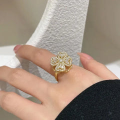 Anillo Trebol Corazon Giratorio