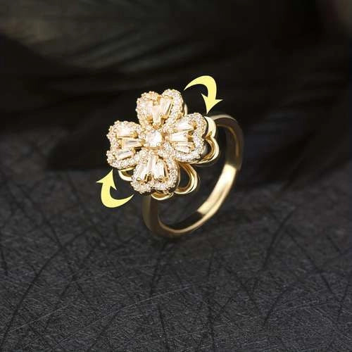 Anillo Trebol Corazon Giratorio