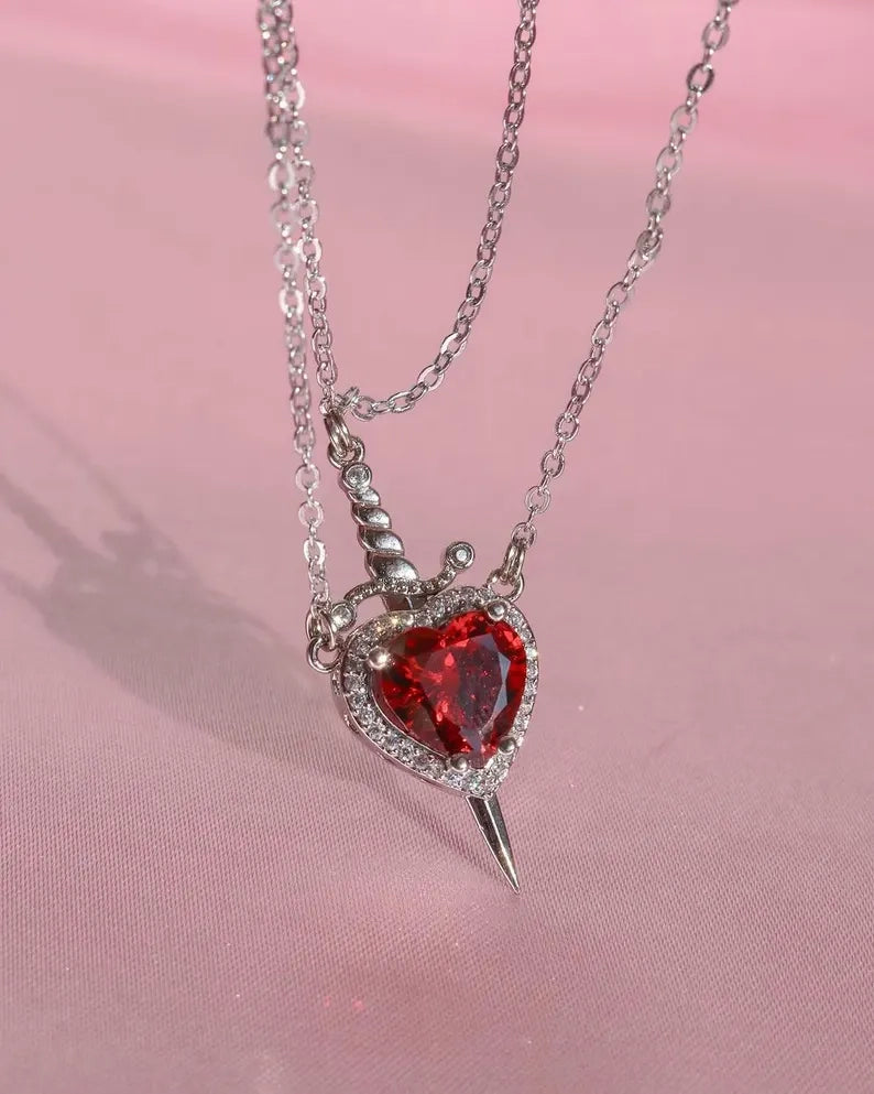 Collar Espada Corazon Pareja