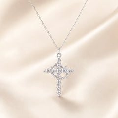 Collar Cruz Corona Plateado