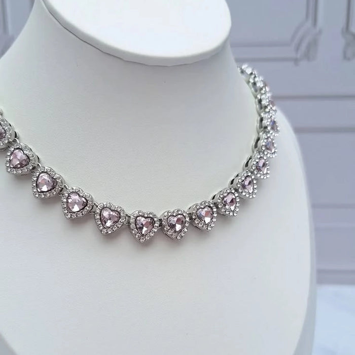 Collar Diamantado Corazones