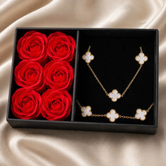 Combo Trébol Elegante + Caja 6 Rosas