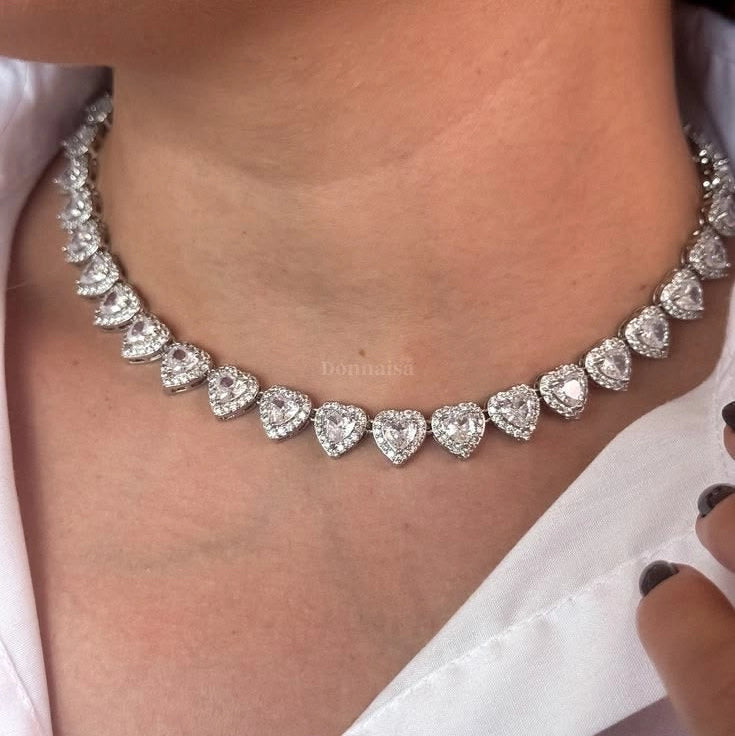 Collar Diamantado Corazones