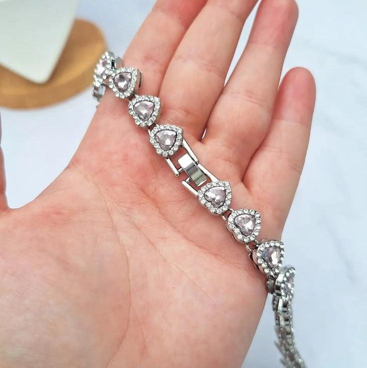 Collar Diamantado Corazones
