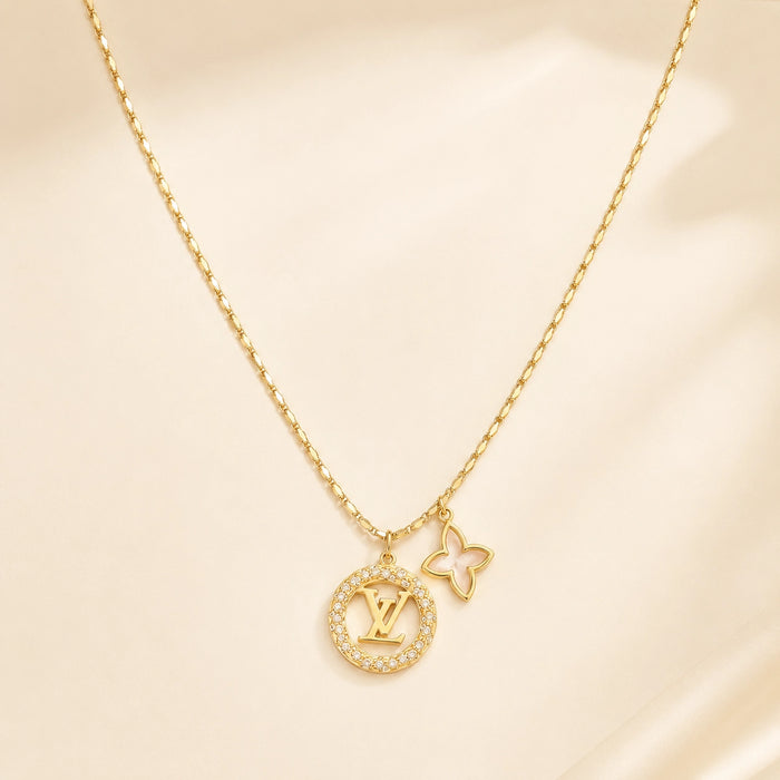 Cadena LV 2dijes mujer- Oro Laminado 18K