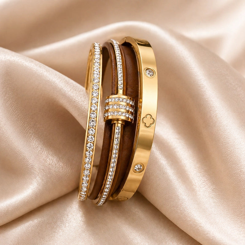 Set Brazalete Elegancia Dorada
